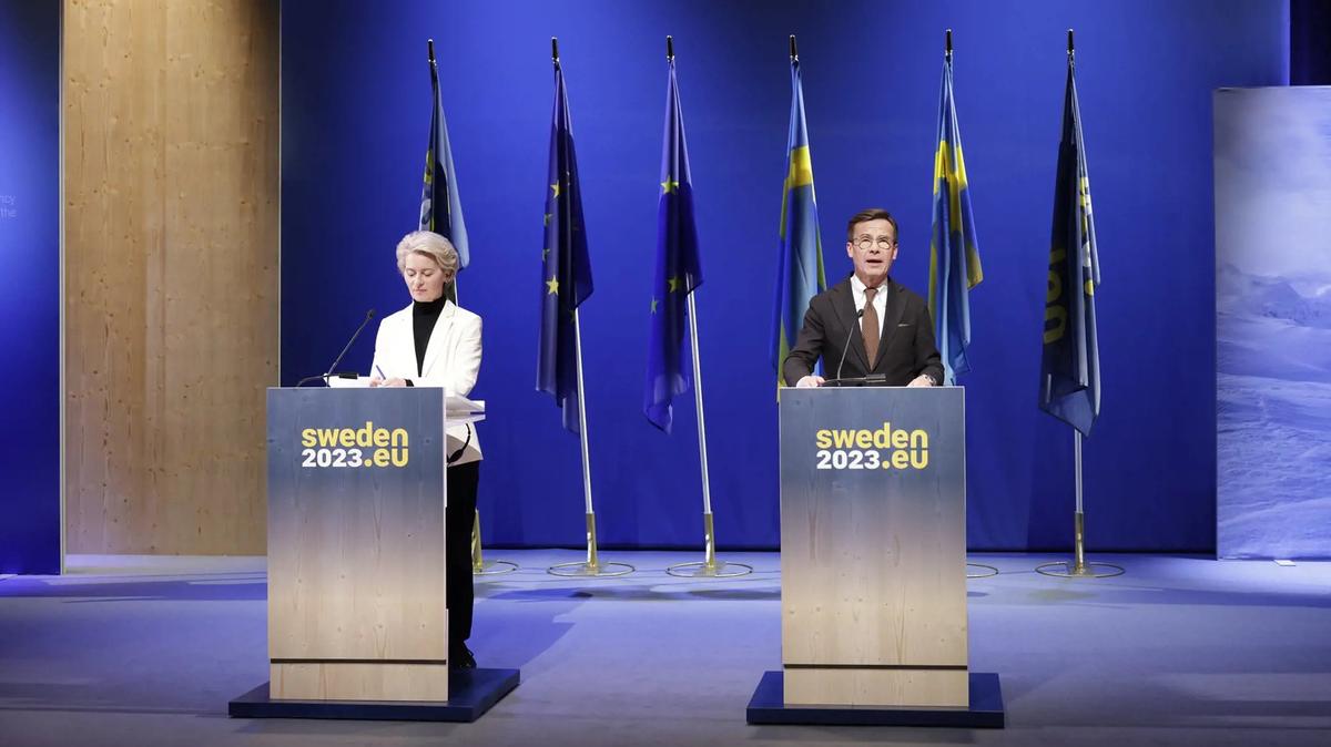 Совместная пресс-конференция Ульфа Кристерссона и Урсулы фон Дер Ляйен. Фото: Swedish Presidency of the Council of the European Union