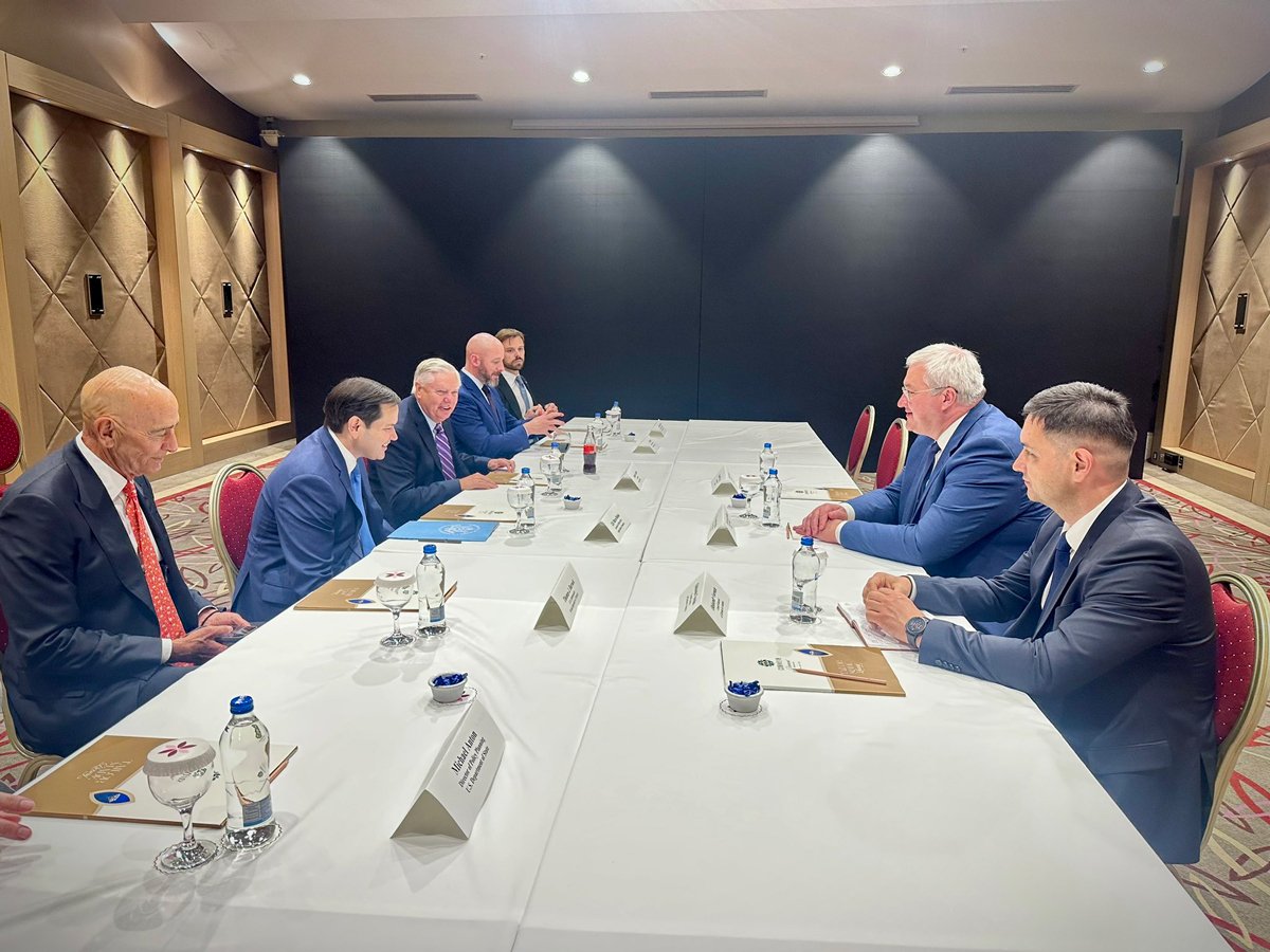 Встреча Андрея Сибиги и Марко Рубио на саммите НАТО в Анталье, 14 мая 2025 года. Фото: @andrii_sybiha / X