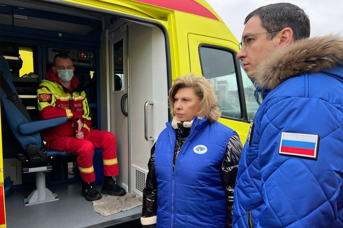 Татьяна Москалькова встречает беженцев из приграничных районов Курской области в Беларуси, 3 марта 2025 года. Фото с страницы Москальковой в VK