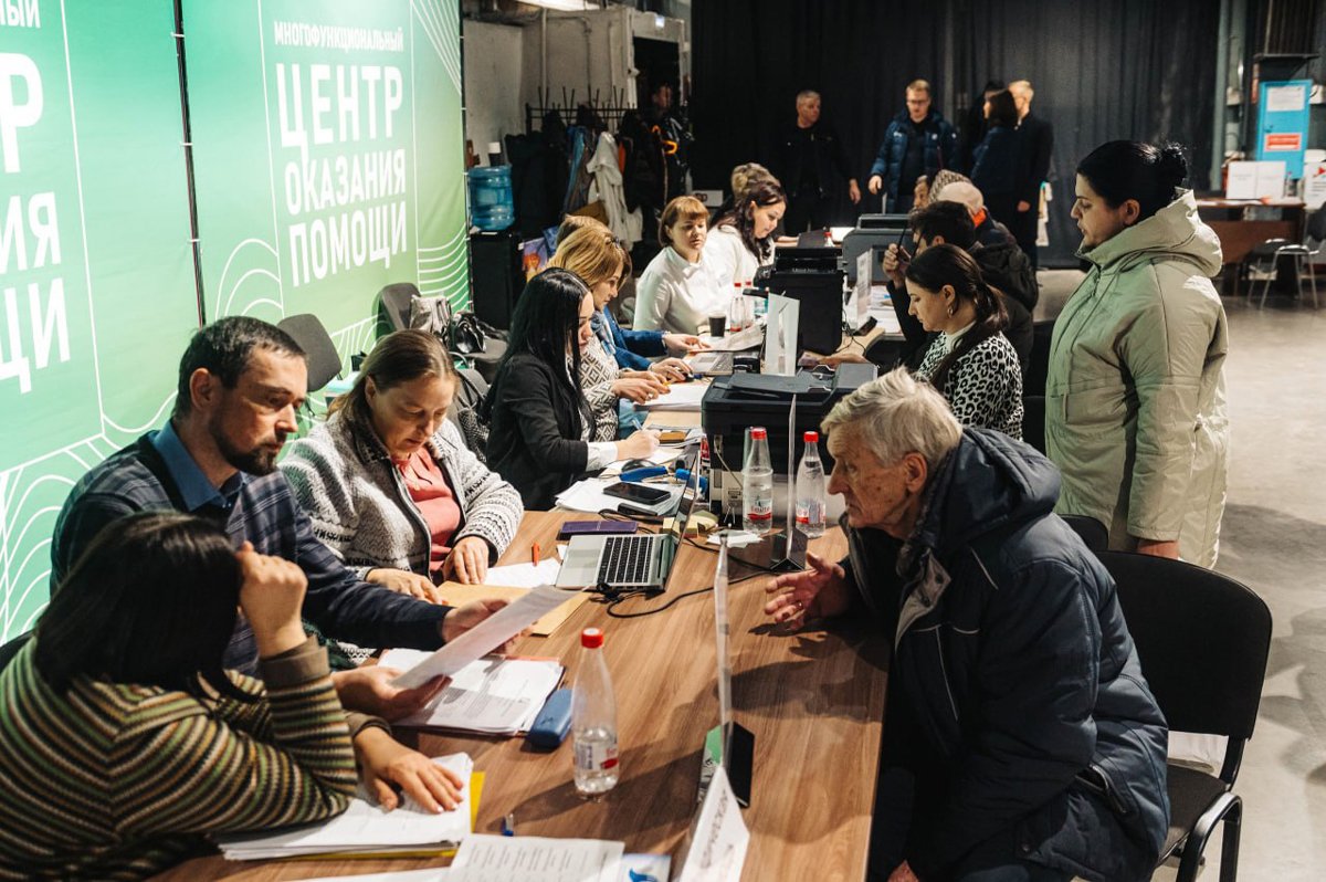 Пункт помощи жителям Курской области пострадавших от военных действий. Фото: Администрация Курской области